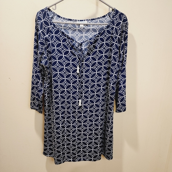 Escapada Beachy Navy and white Cover up Tunic size M - Picture 8 of 10